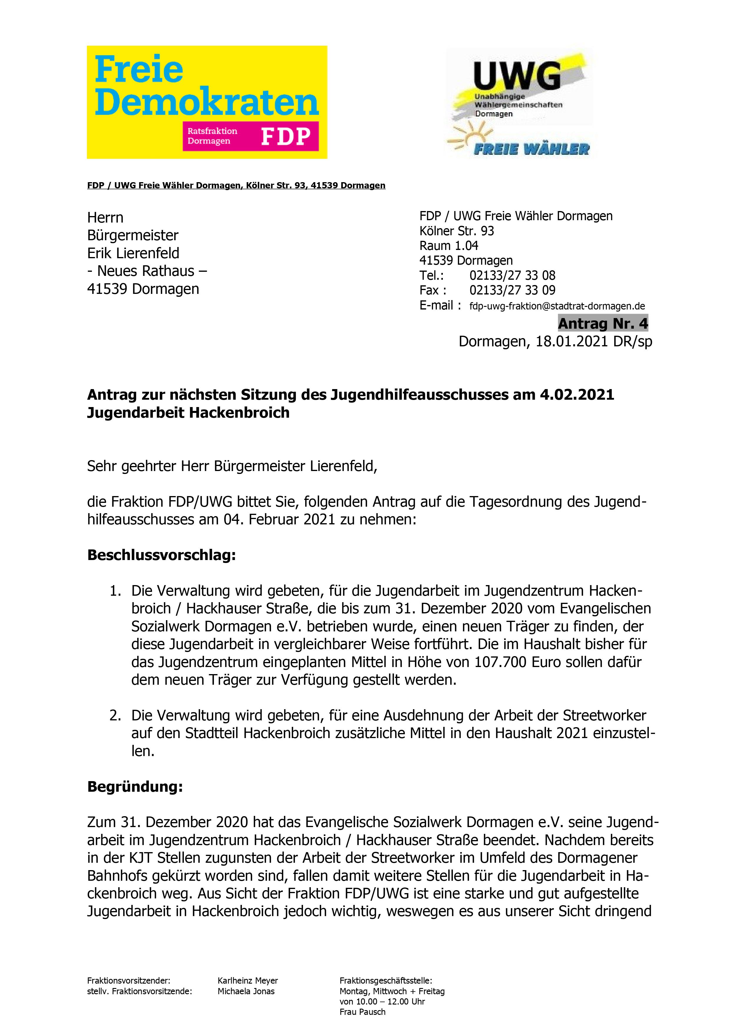 Jugendarbeit im Jugendzentrum Hackenbroich