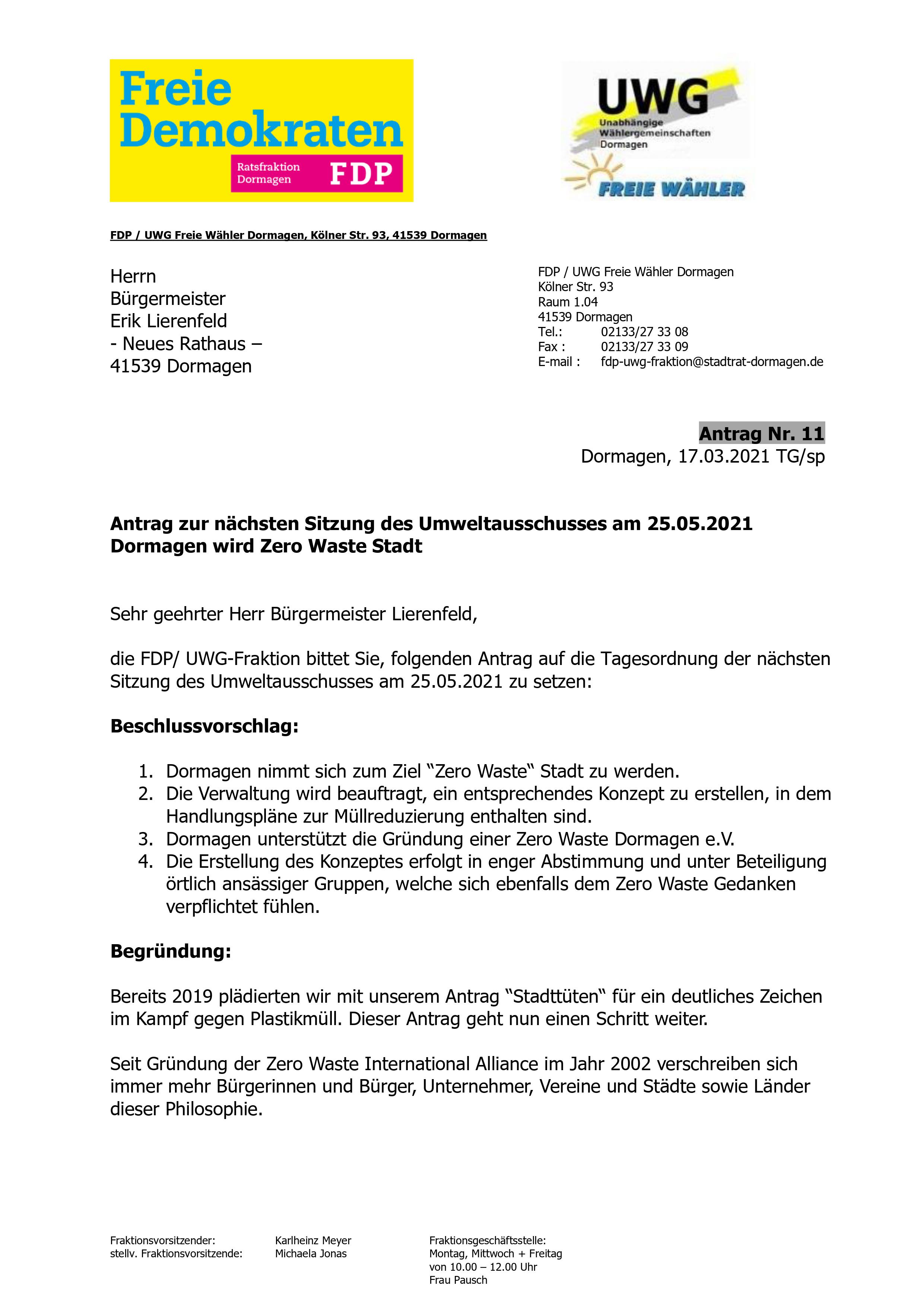 Dormagen wird Zero Waste Stadt
