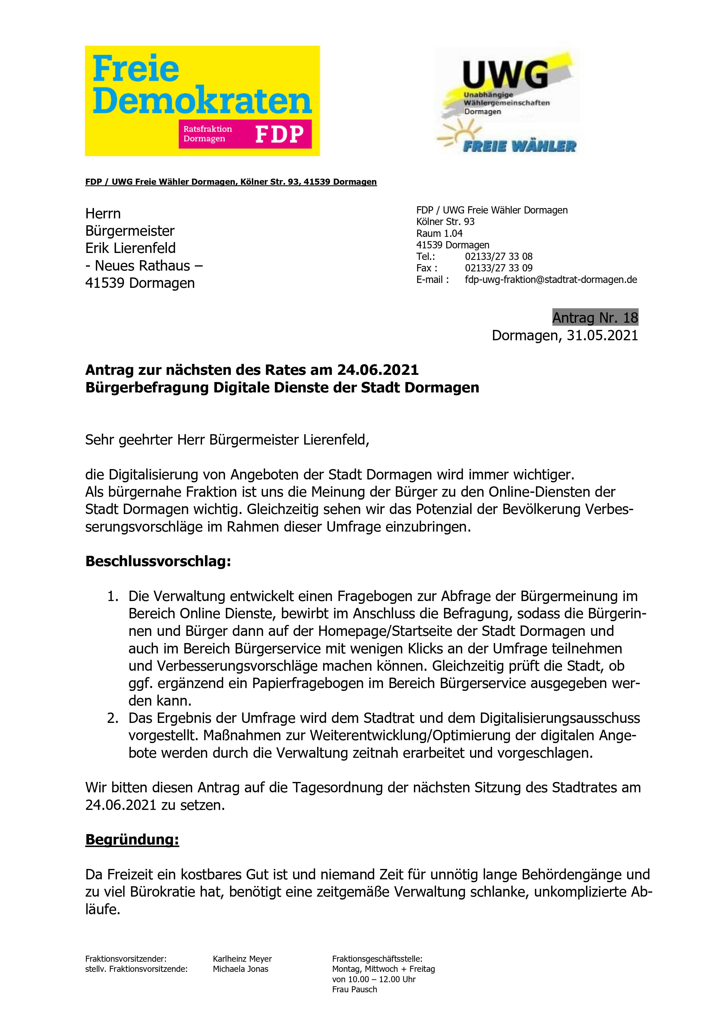 Bürgerbefragung Digitale Dienste der Stadt Dormagen