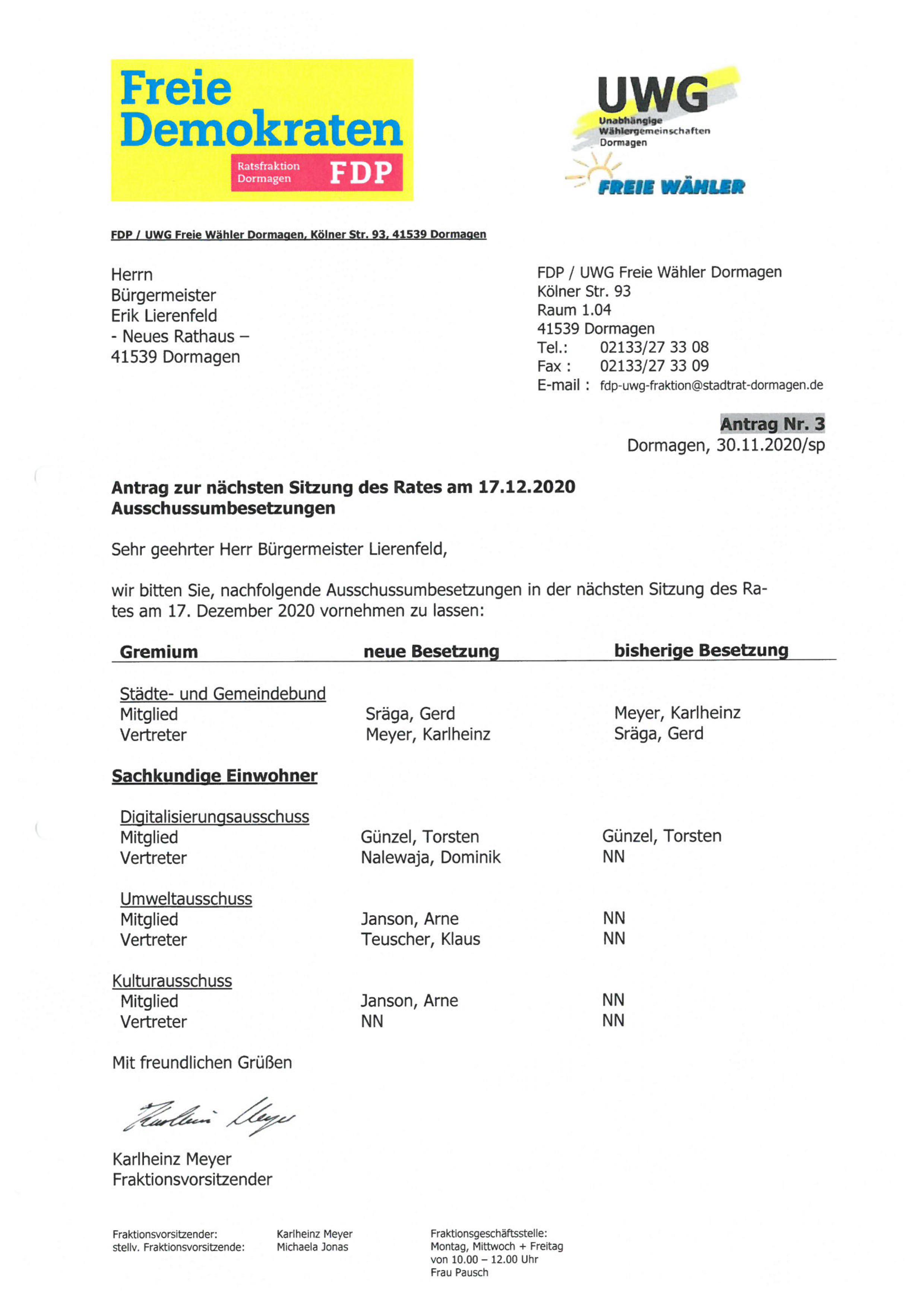 Ausschussumbesetzung